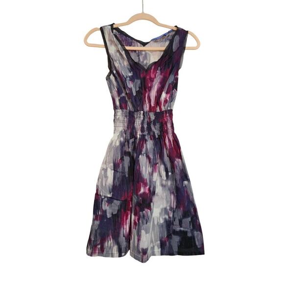 Simply Vera Vera Wang Watercolor Print Sleeveless Dress S Multicolor Cotton Blen - Picture 5 of 10